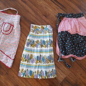 Vintage Aprons Lot of 3 Retro Kitchen MCM 1950s 1960s Handmade